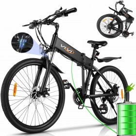 26" 350W Electric Mountain Bike Foldable E-Bike,Max 40Miles Folding Electric Bike with Built-in 36V 10.4Ah Battery,21 Speed Gears for Men Adults,Aluminum Alloy Frame Cycling Electric Bicycle