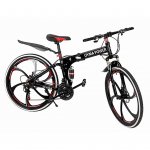 Abcnature 26" Men's Outroad Mountain Bike 21-Speed Folding Double Disc Brake Bicycle Black