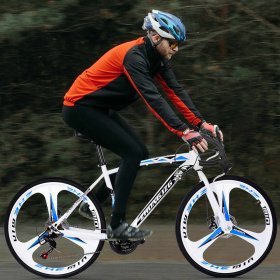 Abcnature 26" Men's Mountain Bike 21-Speed Road Bike Aluminum Full Suspension Bicycle Commuters Bike White 700c