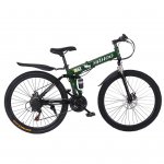 Folding Bike Abcnature 26" Men's Mountain Bike 21-Speed Road Bike Full Suspension Non-Slip Bicycle for Women Green