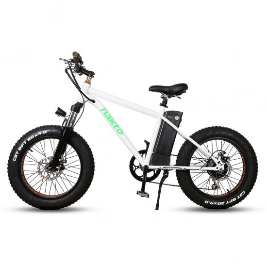 Nakto mini cruiser 20\" Electric Bike,Bicycle with 6 speed gear 45Nm/300W Powerful Motor 36V/10A Battery Power Ride In Snow, Ice, Rain, Beach and Terrain - White