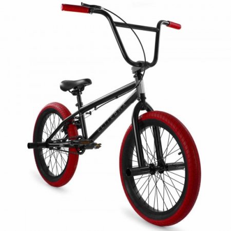 Elite 20" BMX Stealth Bicycle Freestyle Bike 1 Piece Crank Black Red NEW