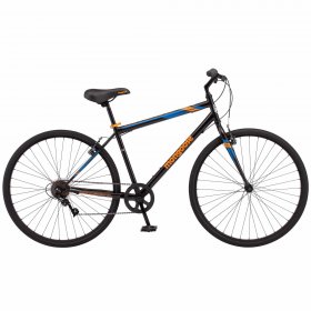 Mongoose Hotshot Hybrid Bike, 7-speed, 700c wheels, Black / Orange