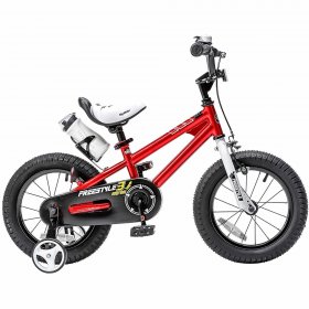RoyalBaby Freestyle 12" Red Kids Bike Boys and Girls Bike with Training wheels and Water Bottle