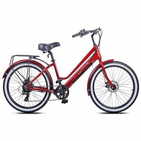 Kent Red 26" 350w Electric Pedal Assist Cruiser Style Bike, E-Bike with Removable 36V 10.4Ah Lithium-Ion Battery, Electric Bicycle