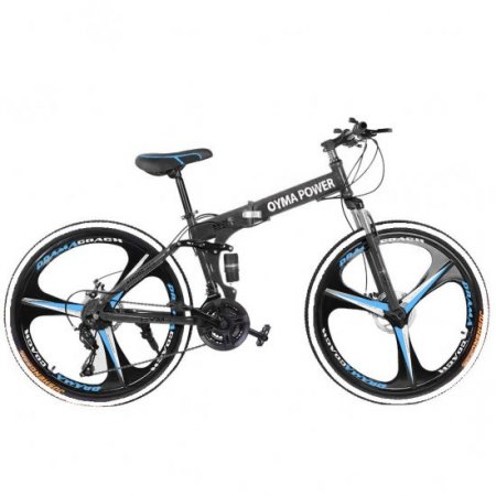 Folding Bike Abcnature 26" Men's Outroad Mountain Bike 21-Speed Full Suspension Bicycle for Women Black