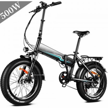 VIVI 500W Electric Bike 20" 4.0 Fat Tire Electric Mountain Beach Bicycles Electric Commuter Bike Dual Disc Brakes 7 Speeds Gear E-Bike with 480WH Detachable Lithium Battery for Tour Commute