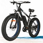 26" Electric Men Bike 48V 500W Fat Tire Electric Bike Snow Bike, 48V 10Ah Removable Battery and Professional 7 Speed