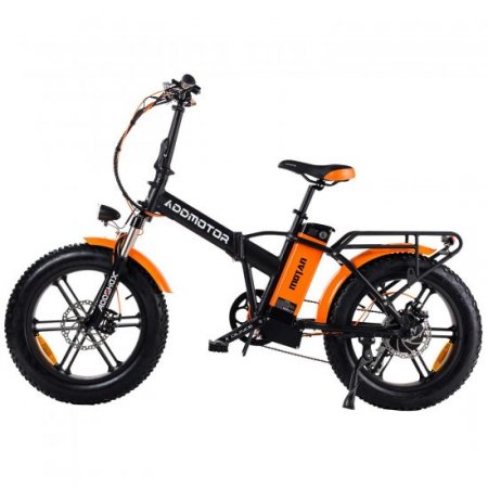 Adddmotor Folding Electric Bikes for Adults, 750W 48V 16Ah Battery, Beach City Commuter Snow Bicycle Ebike, Orange