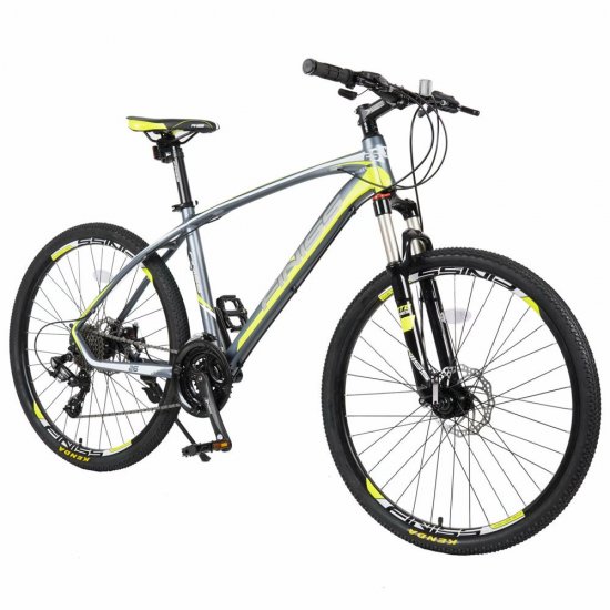 Piscis Adults 26\" Mountain Bike, 24 Speed Suspension Hybrid Bicycle with Dual Disc Brake,Aluminum Frame City Bikes for Men and Women