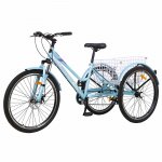 Adult Mountain Tricycle, 7 Speed MTB Three Wheel Trike Bike Bicycle, 26 Inch Adults Trikes with Large Shopping Basket For Seniors,Exercise Men's Women's Tricycles