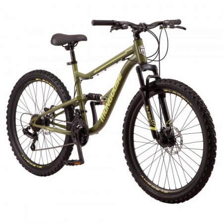 Mongoose Bash Suspension Mountain Bike, 21 Speeds, 26 In. Wheels, Green