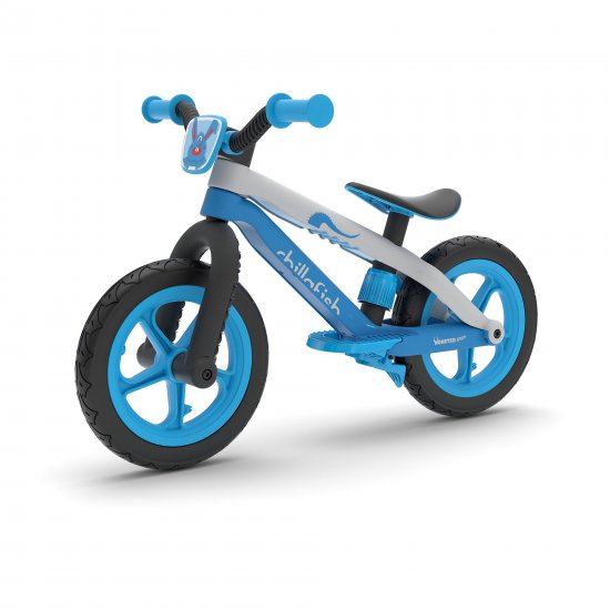 Chillafish Bmxie 2 lightweight balance bike with integrated footrest and footbrake, for kids 2 to 5 years, 12\" inch airless rubberskin tires, adjustable seat without tools, blue