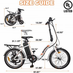 ECOTRIC 20" White Folding Electric Bike Bicycle City EBike 350W Gear Rear Motor 36V/12.5AH Removable Lithium Battery Alloy Frame Pedal and Throttle Assist LED Display