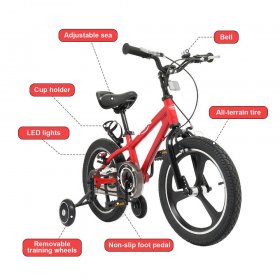 Kids Bike Boys Girls Freestyle Bicycle - 16 Inch with Training Wheels,Adjustable Seat 12 14 18 20 with Kickstand Child's Bike Red