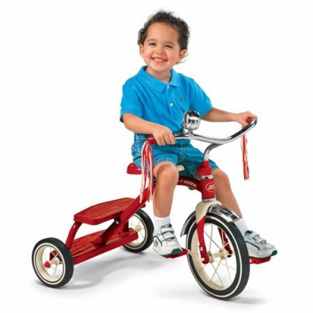 Radio Flyer, Classic Red Dual Deck Tricycle, 12" Front Wheel, Red