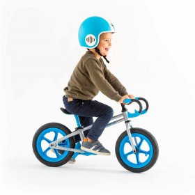 Chillafish Fixie 12-inch racing-style balance bike, with footbrake and puncture-proof RubberSkin tires, adjustable seat and dropbar, for kids 2-5 years, blue