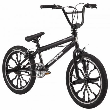 Mongoose Rebel kids BMX bike, 20-inch mag wheels, ages 7 - 13, black