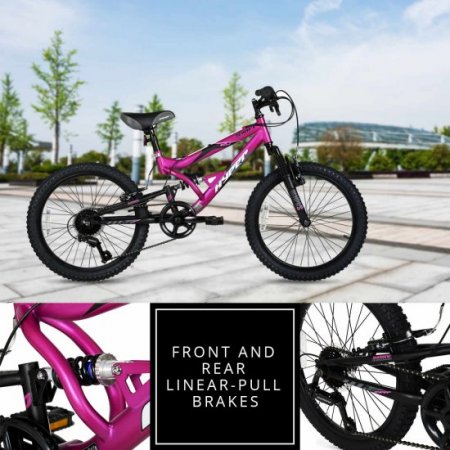 Hyper Bicycles 20" Girls Swift Mountain Bike, Kids, Magenta