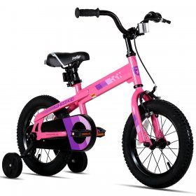 JOYSTAR 14 Inch Kids Bike with Training Wheels for Ages 3 4 5 Years Old Boys and Girls, Toddler Bike with Handbrake for Early Rider, Pink