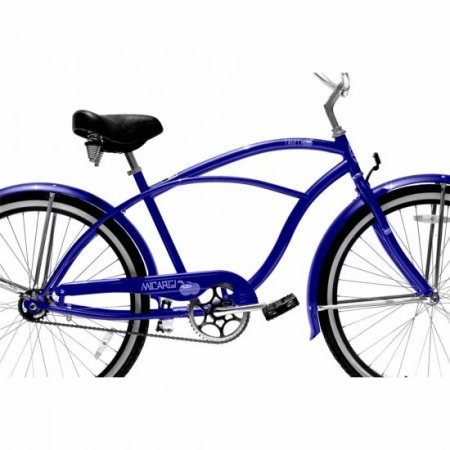 Micargi TAHITI 26" Beach Cruiser Coaster Brake Stainless Steel Spokes One Piece Crank Alloy Black Rims 36H White Wall Tire With Fenders Color: Dark Blue/ Black