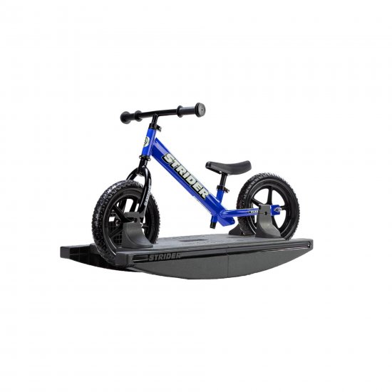 Strider 2-in-1 Rocking Base and 12\" Classic Balance Bike Blue Combo, Ages 6-24 Months