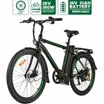 Generic 26 In. Electric Mountain Bike for Adults, Electric Commuting Bicycle with Removable 36V 10Ah Battery City Ebike 25-40 Mile Range 6-Speed Gears Cruiser Bicycle