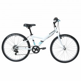 Decathlon Btwin Hybrid Bicycle 100, 24 In., White, Kids 4 Ft. 5 In. to 4 Ft. 11 In.