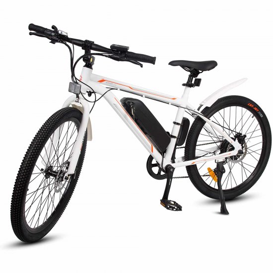 Ecotric 26 In. 36V 350W Electric City Bicycle e-Bike Removable Battery 7 Speed Pedal Assist White