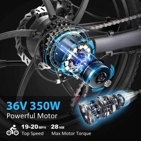 VIVI 6 Speed 3 Working Models Folding Electric Bike 350W Motor Mountain/City Commuter Electric Bicycle Ebikes with 36V/10.4Ah Larger Capacity Battery, Rear Shock Absorber KI2O