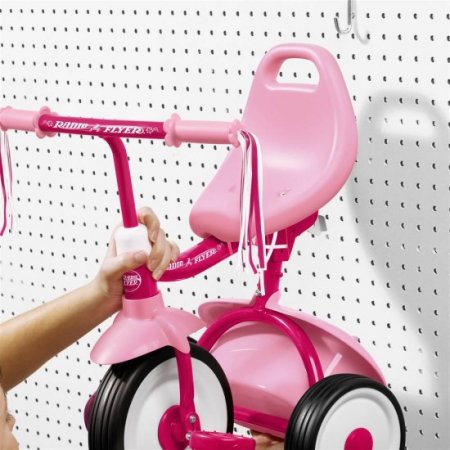 Radio Flyer 415PS Kids Readily Assembled Fold 2 Go Trike with Storage Bin, Pink