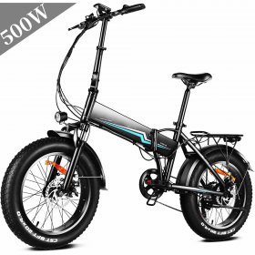 VIVI 500W Electric Bike 20" 4.0 Fat Tire Electric Mountain Beach Bicycles Electric Commuter Bike Dual Disc Brakes 7 Speeds Gear E-Bike with 480WH Detachable Lithium Battery for Tour Commute