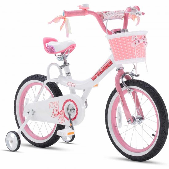 Royalbaby Jenny Pink 16 In. Kid\'s Bicycle with Training Wheels and Basket