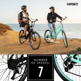 Hyper Bicycles E-Ride Electric Pedal Assist Men's Cruiser Bike, 26" Wheels, Black