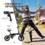 Swagtron EB5 Lightweight Folding Electric Bike 14" 36V 250W eBike with Pedals & Power Assist 15.5-Mile Range