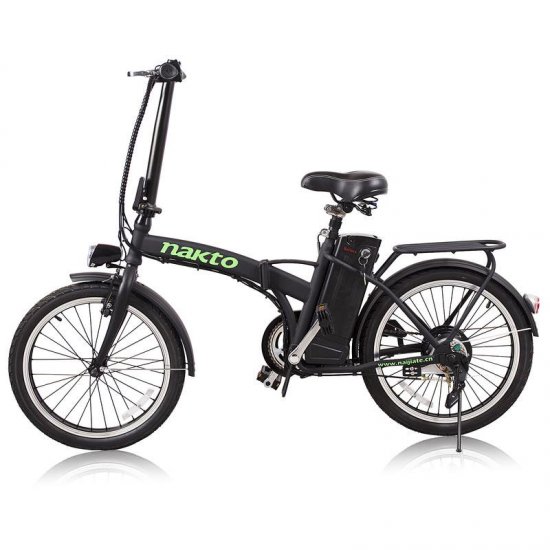Nakto fashion 20\" Folding/Portable Electric Bike,Bicycle with Single speed gear 38Nm 250W Powerful Motor 36V/10A Battery Power Ride In Snow, Ice, Rain, Beach and Terrain - Black