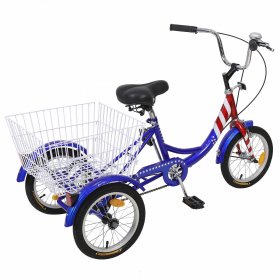 Docred Kids Tricycle 16" Wheels, Single Speed Trike, 3 Wheels Bike with Basket, Portable Bicycle Exercise Shopping Picnic Outdoor Activities