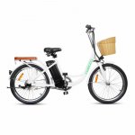 NAKTO 22in Elegance Cruiser Electric Bike with Basket & LCD Screen, White