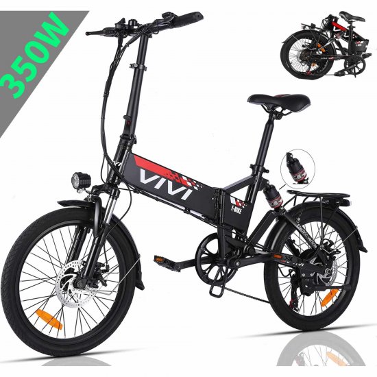 VIVI 20\'\' Folding Electric Bike, 350W Urban Electric Commuter Bike, 288WH Aluminum Alloy Lightweight Electric Bicycle, Ebike Built-in 36V 8Ah Removable Lithium-Ion Battery, Electric Bikes for Adults