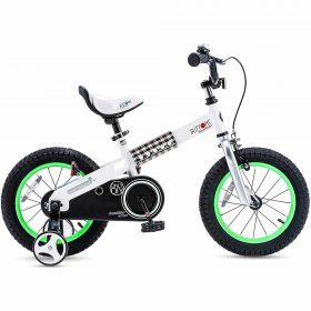 RoyalBaby Buttons Green 16 inch Kid's Bicycle With Training Wheels and Kickstand