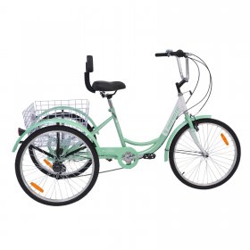 Docred 26 inch Adult Tricycle 7Speed 3 Wheel Bike Adult Tricycle Trike Cruise Bike Large Size Basket for Adults Exercise Shopping Picnic Outdoor Activities