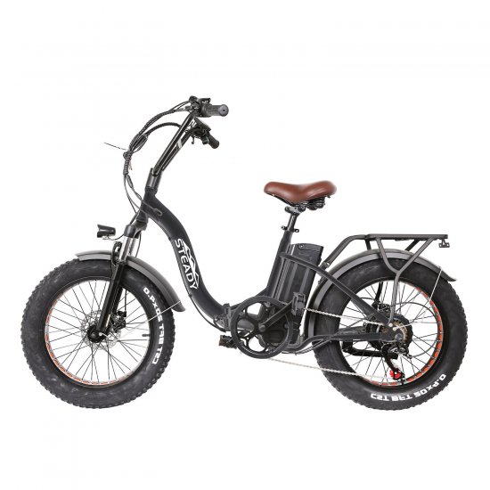 Nakto steady 20\" Folding/Portable Electric Bike,Bicycle with 6 speed gear 500W Powerful Motor 48V/10A Battery Power Ride In Snow, Ice, Rain, Beach and Terrain - Black