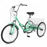 Folding Tricycle 7-Speed, 24 Inch Three Wheel Cruiser Bike with Basket, Foldable Tricycle for Adults, Women, Men, Seniors Exercise Shopping