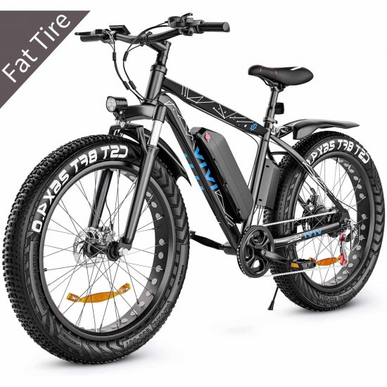 VIVI 26\" 4.0 Fat Tire Electric Bike, 500W Adults E Bike, 48V 12.5Ah Removable Li-Ion Battery,Professional 7-Speed, Electric Mountain Bicycle/Beach Bike/Snow Bike