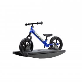 Strider 2-in-1 Rocking Base and 12" Classic Balance Bike Blue Combo, Ages 6-24 Months